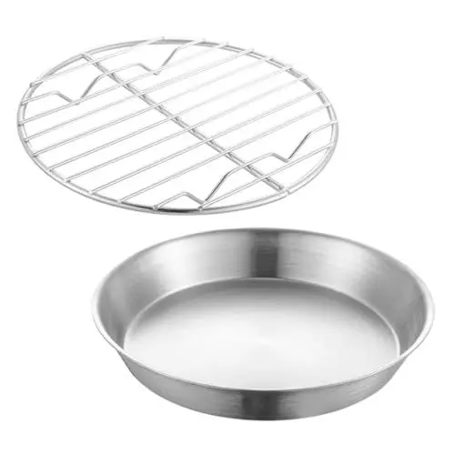 Produktbild: PRETYZOOM Backform-set Aus Edelstahl 304 Grade Runder Bräter Mesh-rack für Gesundes Kochen