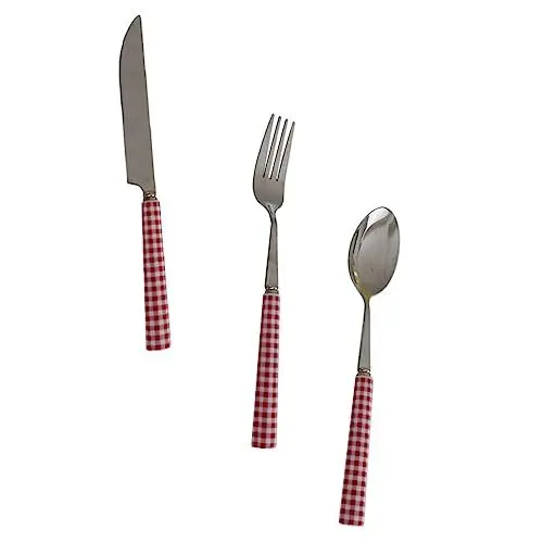 Produktbild: PRETYZOOM 1 Satz Besteck Löffel im französischen Stil Vorspeisenlöffel praktisches westliches Tafelgeschirr messer kneck knives Löffel mit Keramikgriff Steakschneider Rostfreier Stahl rot