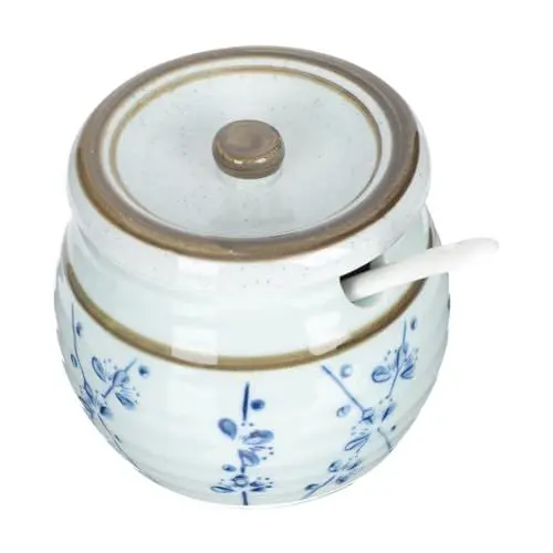 Produktbild: PRETYZOOM 1 Satz Gewürzglas Keramiklöffel Zuckerdose Aus Keramik Würziger Mehltopf Aus Keramik Keramikbehälter Mit Deckel Japanisches Saucenglas Fettkanister Würze Groß Lebensmittelbehälter