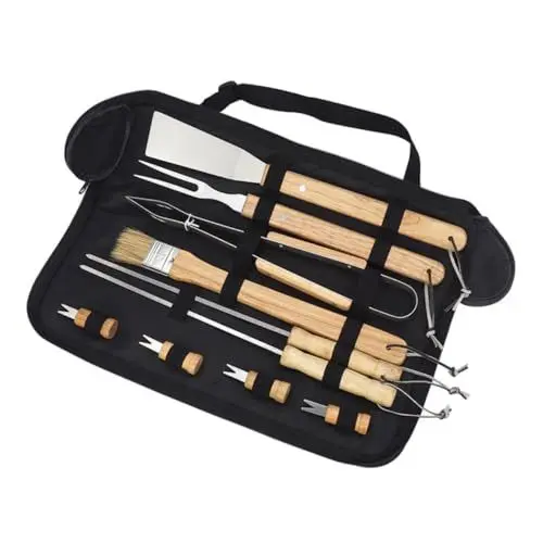 Produktbild: PRETYZOOM Camping-grillutensilien 10-teiliges Grillbesteck-set Mit Tragetasche Grillgabel Spatel Messer Kochutensilien Für Den Außenbereich Perfekt Für Grillen Camping Picknick