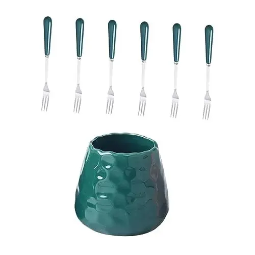 Produktbild: PRETYZOOM 1 Satz Löffel Und Glas Mini- Mini-dessertlöffel Aufbewahrungsdose Für Keramikmesser Salatgabeln Essgabeln Bento Edelstahl Mondkuchen Küchenutensilien