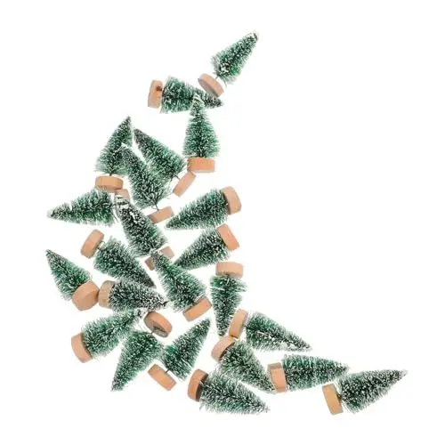 Produktbild: PRETYZOOM 1 Satz Mini-Weihnachtsbaum Tischdekoration Weihnachtsbaum Künstlicher Mini Tannenbaum Schlanker Weihnachtsbaum Base Weihnachtsdeko Weihnachten Desktop Holzdekor Wohndekoration 24st