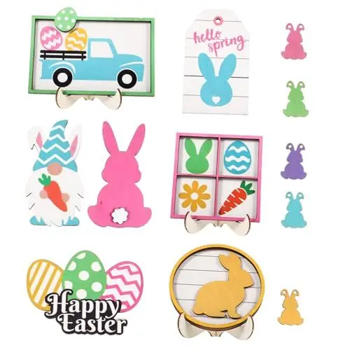 Produktbild: PRETYZOOM 1 Satz Osterdekoration Ostern Tischschild Osterdekor Für Gestuftes Tablett Tablett- Für Ostern Tier-tablett- Ostern Bauernhaus Osterdeko Ostern Wohnkultur Holz