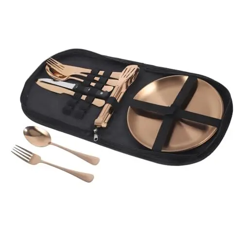 Produktbild: PRETYZOOM Camping Besteck Camping Utensil Wiederverwendbare Reise Besteck Mit Fall