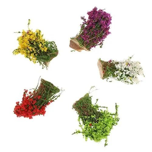 Produktbild: PRETYZOOM 1 Satz Teiliges Miniatur Kunstpflanzen Künstliche Blühende Sträucher Mit Glatter Oberfläche Farbenfrohe Mini Deko Für Sandtisch Modelle Mikro Landschaften Garten Und 5 Stück