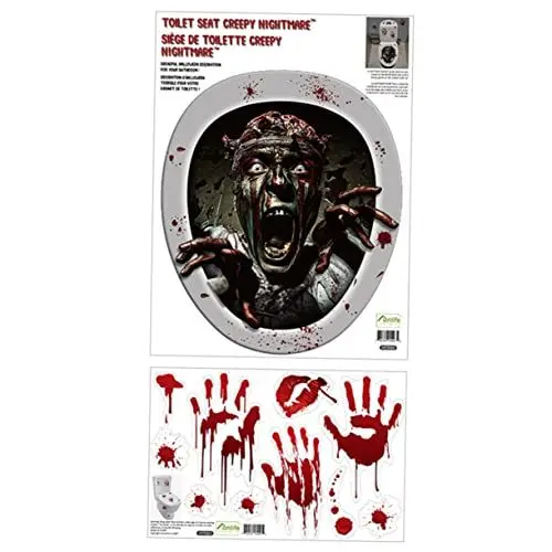 Produktbild: PRETYZOOM Halloween-badezimmer-aufkleber-set Gruseliger Zombie-toilettensitzbezug Zum Einfachen Abziehen Und Aufkleben Horror-halloween-toilettendeckel-aufkleber 1 Packung