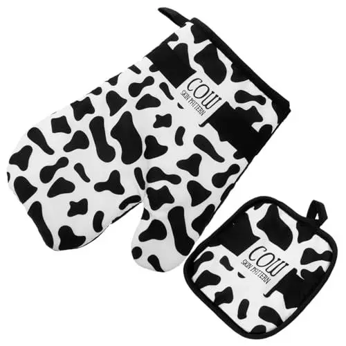 Produktbild: PRETYZOOM Backhandschuhe-Set Ofenhandschuhe Und Topflappen Hitzebeständig Ofenhandschuh-Design Polyesterhandschuhe Zur Wärmeisolierung in Der Küche