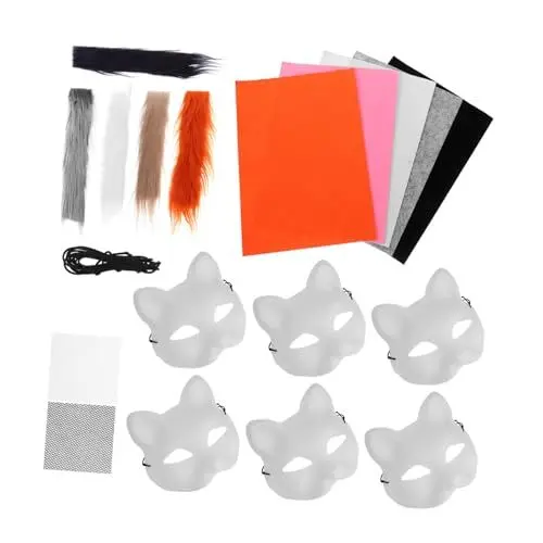 Produktbild: PRETYZOOM Katzenmasken-Set Blanko Halbtier Für Katzen Bemalbare Masken Weiße Bastelmasken Für Cosplay Dekorative Partymasken