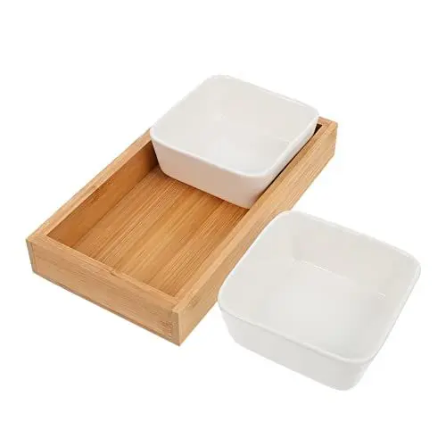Produktbild: PRETYZOOM 1 Stk Obstgericht Nussschale Vorspeisenteller Schale 3-teiliges Tablett Zuckerschüssel Keksschale Fach Platte Sushi-dip-schüssel Organizer Mit Deckel Keramik Büro Mutter Snack