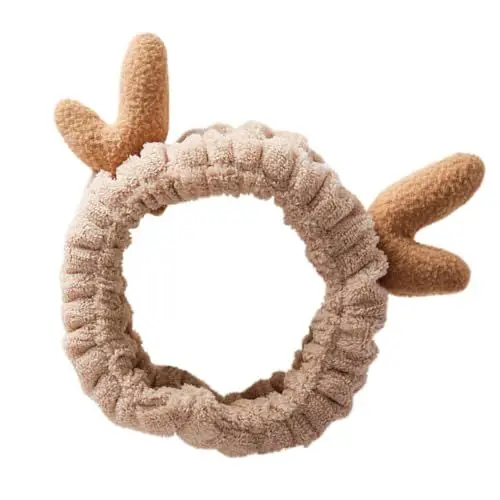 Produktbild: PRETYZOOM Haarband Damen Winter mit Geweih Elastisches Stirnband aus Plüsch für Weihnachten Tierohren Haarreif in Khaki Perfekt für Parties Cosplay und Festliche Anlässe