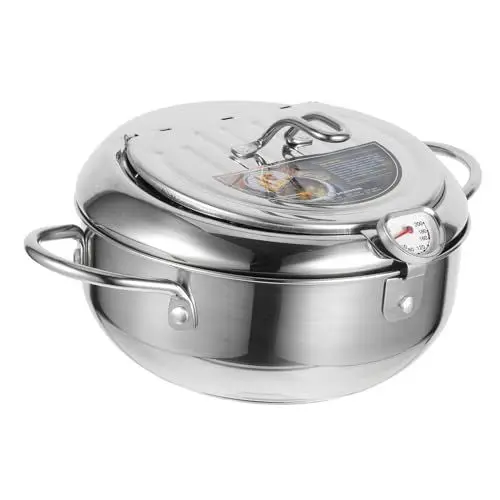 Produktbild: PRETYZOOM 1stk Friteuse Antihaftbeschichtete Bratpfanne Mit Deckel Mini-fritteusepfanne Antihaft-pfanne Kleine Fritteuse Brattopf Tief Braten Haushalt Multifunktionaler Topf Rostfreier Stahl