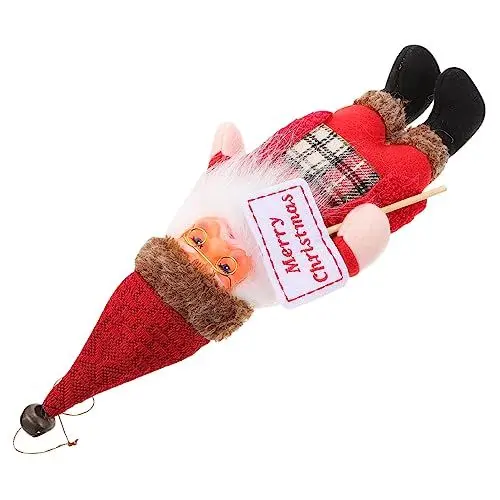 Produktbild: PRETYZOOM 1stk Weihnachtspuppe Heimdekoration Weihnachtsmann-Puppe Vitrine Zum Aufhängen Weihnachtsdekoration Stehende Weihnachtsmannfigur Weihnachtsschmuck Weihnachtsanhänger Stoff Rot