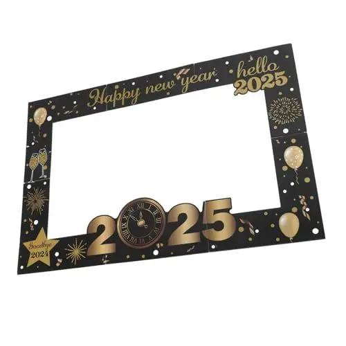 Produktbild: PRETYZOOM Frohes Neues Jahr 2025 Neujahrs Fotorahmen Weihnachtsfest Zubehör Neujahrs Selfie Fotorahmen Neujahrs Selfie Requisiten Nye Fotokabinen Requisiten Neujahrs Posing Requisiten Neujahrs