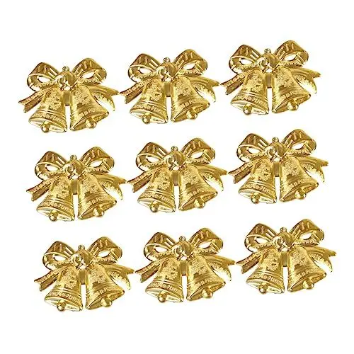 Produktbild: PRETYZOOM 20 Stücke Weihnachten Baum Zubehör Goldene Bowknot Glocken Kunststoff Kranz Dekorationen