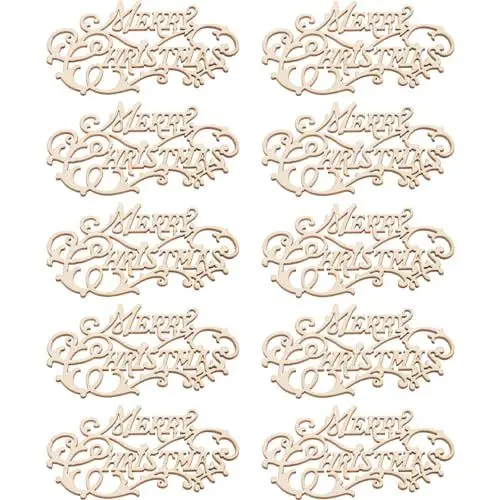 Produktbild: PRETYZOOM 20 Stück „Frohe Weihnachten“-Holzscheiben Weihnachtsholz-Buchstabenausschnitte Blanko Weihnachtsbaum-Hängeornament Weihnachts-Holzschild Verzierung Anhänger