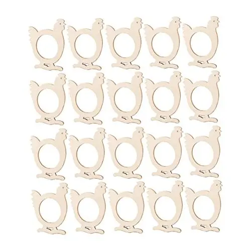 Produktbild: PRETYZOOM 20stücke Holz Serviettenringe Hühnerform Serviettenhalter Party Hochzeit Dekoration Tischaccessoires Serviettenschnallen Abschlussball Geburtstag Abendessen