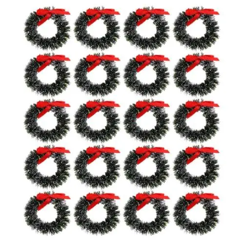 Produktbild: PRETYZOOM 20stücke Mini Weihnachtskranz Hängende Weihnachtskränze Für Puppenhaus Dekoration Künstliche Weihnachtsornamente Für Festlichkeiten Für Winter Und Weihnachtsfeiern