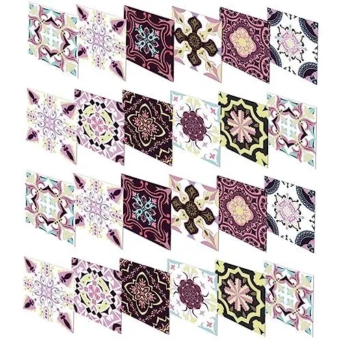 Produktbild: PRETYZOOM 24St Wandaufkleber Fresko-Tapete Wandtapete Wandbild Tapete dekoration schlafzimmer kitchen rückwand home decor selbstklebende Fliesenaufkleber Aufkleber abziehen und aufkleben PVC