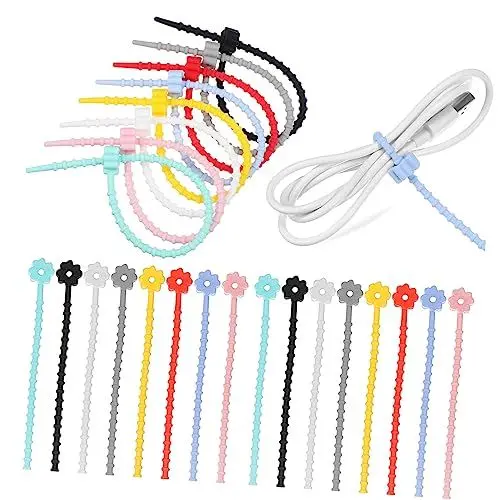 Produktbild: PRETYZOOM 24 Stück Silikon-kabelbinder Schreibtisch-kabel-organizer Biegsamer Haltergurt Zum Bündeln Von Datenkabel-organizer Blumenform