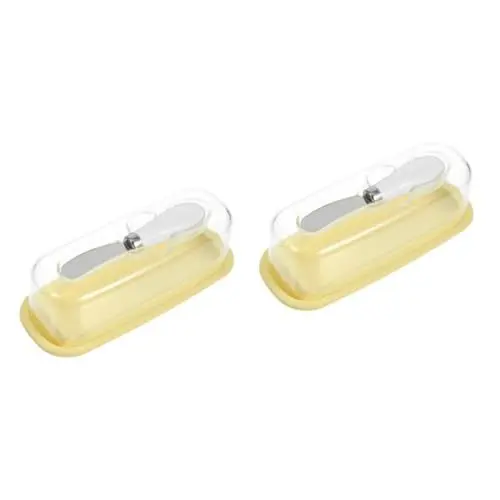 Produktbild: PRETYZOOM 2Er-Box Frische Butterbox küchenorganisation küchenzubehör Butter Schneidewerkzeug mit Deckel Käse Schneidebox Käsebox Butterbehälter Butterschneider und Halter Rostfreier Stahl