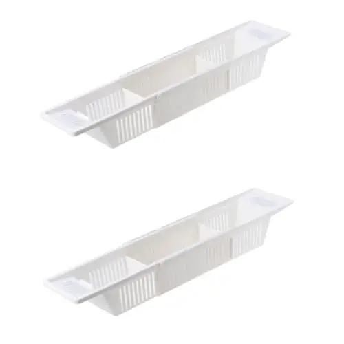 Produktbild: PRETYZOOM 2St Bad weißes Tablett Duschregal Aufbewahrungsspielzeug weißer Wäschekorb Fruchtspielzeug Körbe für Haushaltswaren über der Wanne wannenrandarmatur Bathtub Accessories