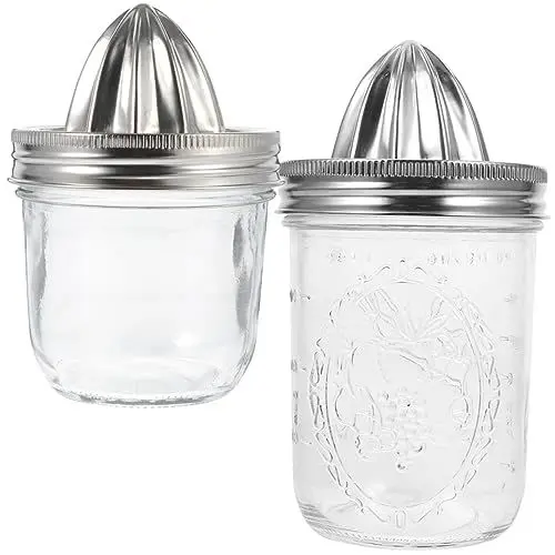 Produktbild: PRETYZOOM 2st Entsafter Aus Edelstahl Einmachglas Zitruspresse Manuelle Zitruspresse Tragbarer Entsafter-mixer Saftpresse Handlich Zitronenreibe Entsafter Glas Metall Rostfreier Stahl Obst