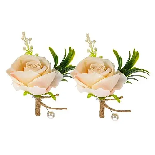 Produktbild: PRETYZOOM Braut Bräutigam Hochzeit Blumen Künstliche Rose Blütenblatt Boutonniere Hochzeit Party Anzug Corsage Hochzeit Decor