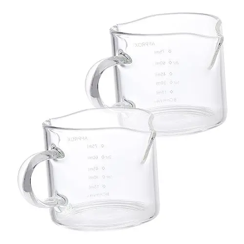 Produktbild: PRETYZOOM 2 Stücke 75 Ml Doppelausgussbecher Graduierung Hitzebeständiges Glas Messbecher Für Kaffee Saft Tee Küche