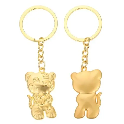 Produktbild: PRETYZOOM 2St Tiger Schlüsselanhänger kinder dekor tierische Schlüsselanhänger Charme tierische bescherung animal-design Taschendekore zum Aufhängen Schlüsselanhänger Dekore Metall Golden