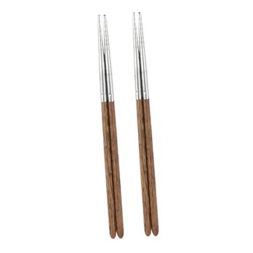 Produktbild: PRETYZOOM 2 Paar Edelstahlspleißstäbchen Rutschfeste Essstäbchen Japanische Dekorative Essstäbchen Essgeschirr Einfache Essstäbchen Sushi-stäbchen Aus Stahl Besteck Rostfreier Stahl Silver