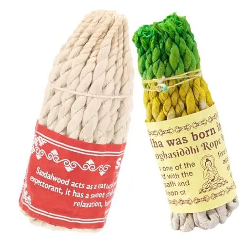 Produktbild: 2 Räucherstäbchen aus Nepal Meditation räucherstäbchen sabberlack Sandelholz Salbei Buddha-Weihrauchseil Kräuterseil-Räucherstäbchen Haushalt Weihrauch handgemachte Spieße Papier