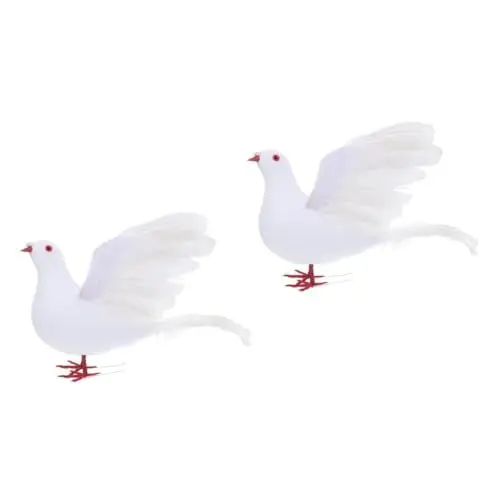 Produktbild: PRETYZOOM 2 STK Simulierte Friedenstaube Dekorationen Für Den Außenbereich Vögel Gartenstatue Hochzeit Rasenornament Garten Taube Figur Peace-Zeichen- Mini Wo Klein Weiß Der Vogel Feder