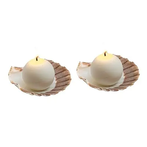Produktbild: PRETYZOOM 2 Sätze Kerzenschale Kerzenhalter Leuchter Hochzeitskerzendekoration Muschelkerze Votivkerzenständer Hochzeitskerzenständer Bankett Souvenir Natürliches Sojawachs Haushalt Weiß