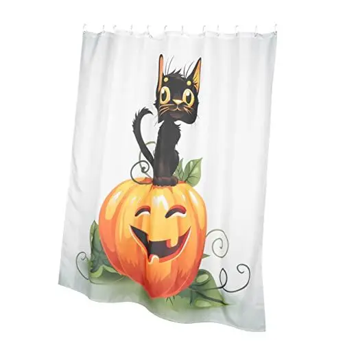 Produktbild: PRETYZOOM 2 Sätze Sichtgeschützter Duschvorhang Halloween-badevorhang Süßer Duschvorhang Halloween-fotohintergrund Recycling-Logo-Aufkleber Halloween Wasserdichter Badevorhang Polyester
