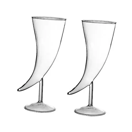 Produktbild: PRETYZOOM 2 Stk Glas Weinglas ohne Stiel Mond Weingläser Glasbecher Cocktailgläser kreatives Hornglas gehörnter Kelch altmodisch schmücken Golfpokal Tasse