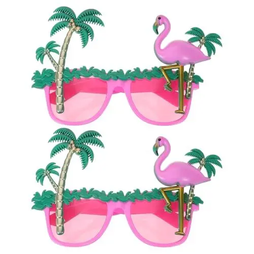 Produktbild: PRETYZOOM 2 StüCk Flamingo Partybrillen - Lustige Kokosnussbaum Brillen FüR Hawaii Luau Party, Sommer Strandparty, Karneval, Fotokabinen Requisiten Und KostüMpartys