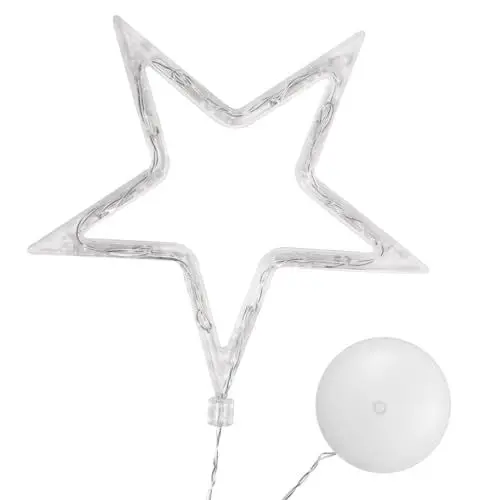 Produktbild: PRETYZOOM 2 Stück 8 Fenster Vorhang Lichter Stern Leuchtreklame Sternenlicht Batteriebetrieben Weihnachts-sauger-lampe Hängeleuchte Mit Saugnapf Fenstersauger Licht Burleigh Kristall Weiß