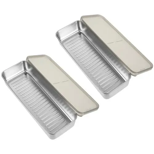 Produktbild: PRETYZOOM 2 Frischhaltedosen Aus Mit Deckel Luftdichte Frischhaltedosen Aus Metall Stapelbarer Meal-Prep-Restbehälter Für Küchenlebensmittel Bohnenmehl Öl
