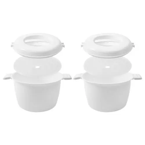 Produktbild: PRETYZOOM 2 Stück Mikrowellen-Schnellkochtopf Mini-Reiskocher Dampfgarer Nudelkocher Dampfgarer Topf Mikrowellen-Kochgeschirr Zum Kochen Von Suppe Reis Eintöpfen Weiß