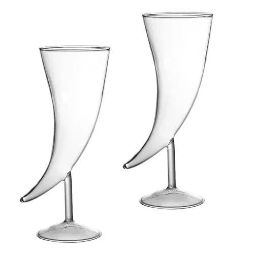 Produktbild: PRETYZOOM 2 Stück Mondgläser Ochsenhorn-Form Glaskelch Kreative Trinkbecher Saftgläser Kristallgetränkekelch Whiskey-Dekanter Kaffeetrinken Partybecher