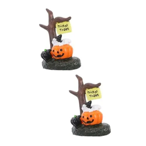 Produktbild: PRETYZOOM 2st Halloween-Ornamente Halloween-gartendekoration Herbst-kürbis- Miniatur-Dinge Halloween-miniaturen Minifiguren Halloween-partygeschenke Halloween-miniaturbausatz Harz
