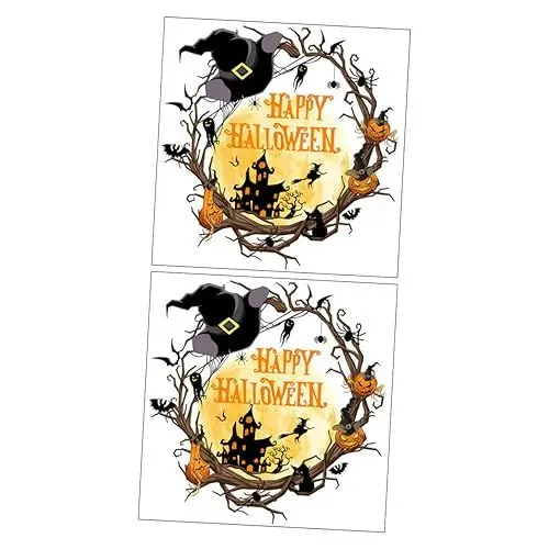 Produktbild: PRETYZOOM Dekorationen Halloween Fensteraufkleber 2er Set Fledermaus Fensteraufkleber Pvc Material Abnehmbare Wandaufkleber Für Partys