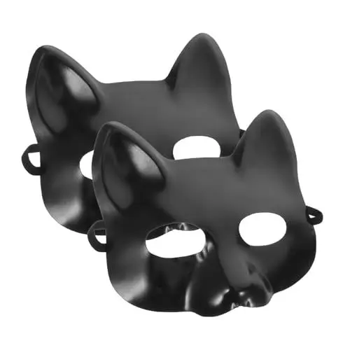 Produktbild: PRETYZOOM 2st Handbemalte Maske Halloween-Fuchs-kostüm Katzenmaske Für Kinder Katzenmasken Für Kinder Fuchs-Cosplay-Maske Maskenbau-kit Tierkostüm Maske Bemalbare Katzenmasken Black Papier