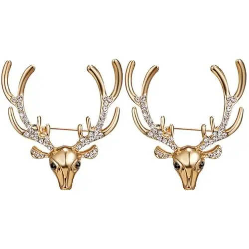Produktbild: PRETYZOOM 2er Set Weihnachts Hirschkopf Brosche Mit Geweih Anstecker FüR Kleidung Und Taschen Elegante Dekoration FüR Weihnachten