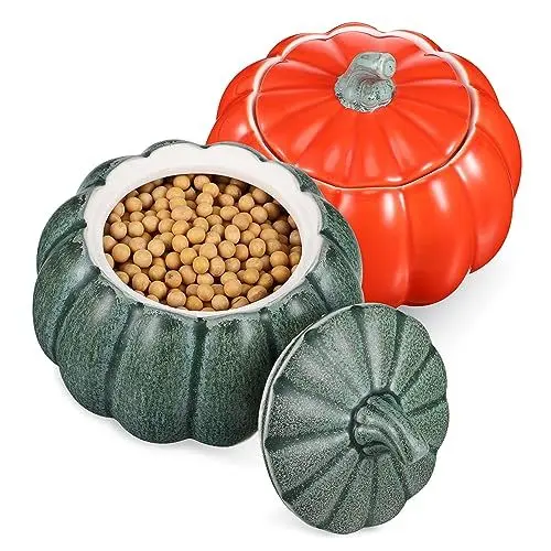 Produktbild: PRETYZOOM 2st Keramik-bonbongläser Mit Deckel Halloween-servierschalen Kandiszuckerbehälter Kreative Gläser Kürbis- Kürbis-bonbonglas Bonbonglas Für Den Schreibtisch Kürbisgericht