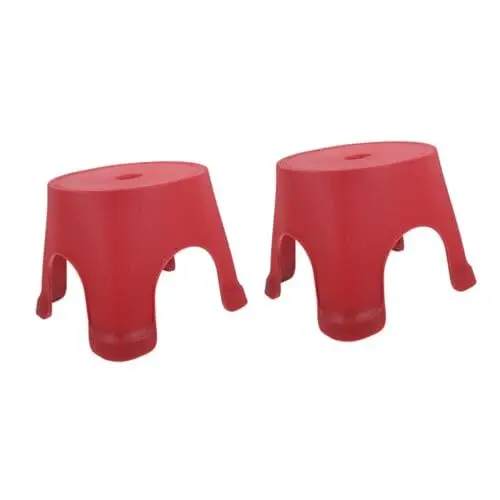 Produktbild: PRETYZOOM 2st Kleine Bank Fußhocker Tritthocker Für Kleinkinder Trittstufe Für Kleinkinder Tritthocker Fürs Badezimmer Tritthocker Für Kinder rutschfest Kinderhocker Pp Rot