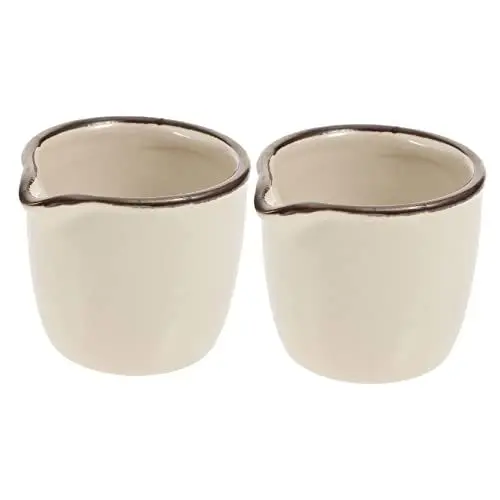 Produktbild: PRETYZOOM 2st Kleiner Milchbecher Milchkännchen Edelstahl Milchaufschäumer Kännchen Zuckerdose Milchkännchen Set Milchausgießer Doppelrahm Keramik Mini-dose Wenig Sahne Liebhaber Weiß