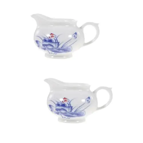 Produktbild: PRETYZOOM 2st Soßentopf Aus Keramik Soßenschüssel Gießen Kaffeespender Mini-Container Gewürzspender Isolierte Sauciere Mit Deckel Frechere Boote Milchkrug Blaues Und Weißes Porzellan Tee Set