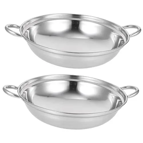 Produktbild: PRETYZOOM 2st Topf Werkzeug Beschichtete Pfanne Asiatischer Braten-wok Pfanne Aus Edelstahl Chinesischer Hot Pot Bratpfanne Mit China Individuell Binaural Rostfreier Stahl