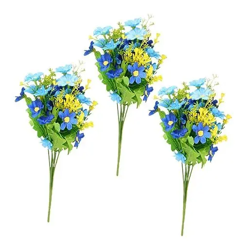 Produktbild: PRETYZOOM Für Zuhause 3er-Pack Künstlicher Gänseblümchen-Bouquet Kunststoff Margerite Hochzeit Chrysanthemen-Bund